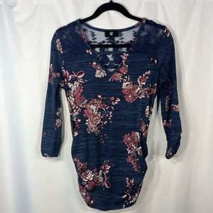 IZ Byer Blue Lace Floral Top - Size Large
